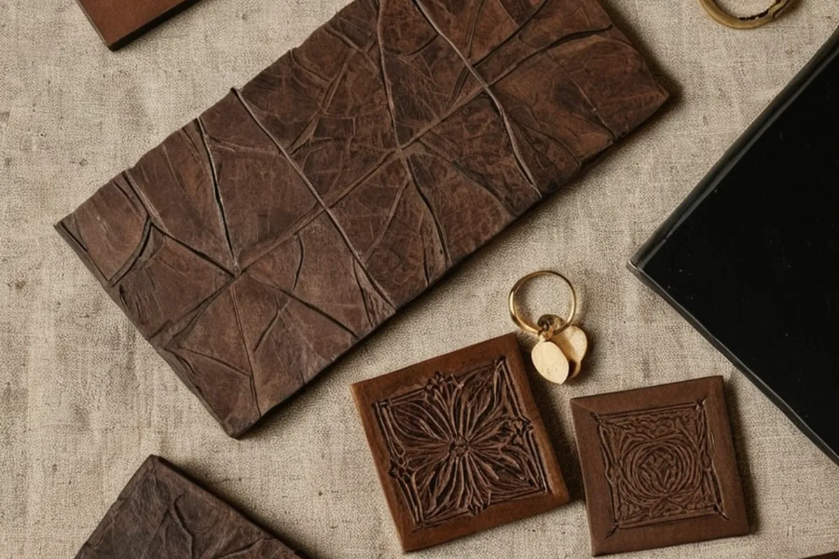 A flat lay of finished laser-engraved pieces