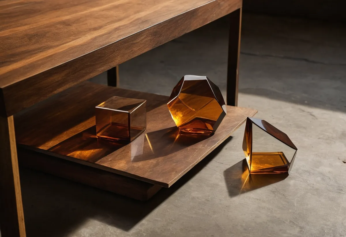 Laser-cut clear and amber acrylic pieces with polished edges